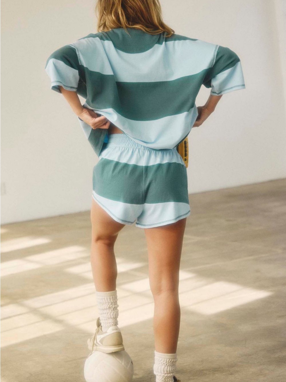 FP Movement by Free People Green and Light Blue Striped rugby shirt - Picture 3 of 6